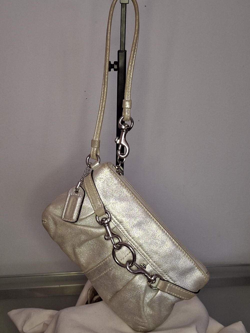 Coach metallic gold leather wristlet